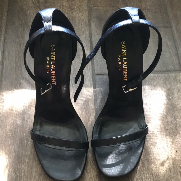 Saint Laurent Calfskin Jane 105 Wedge Sandal 36 Black - Picture 4 of 7